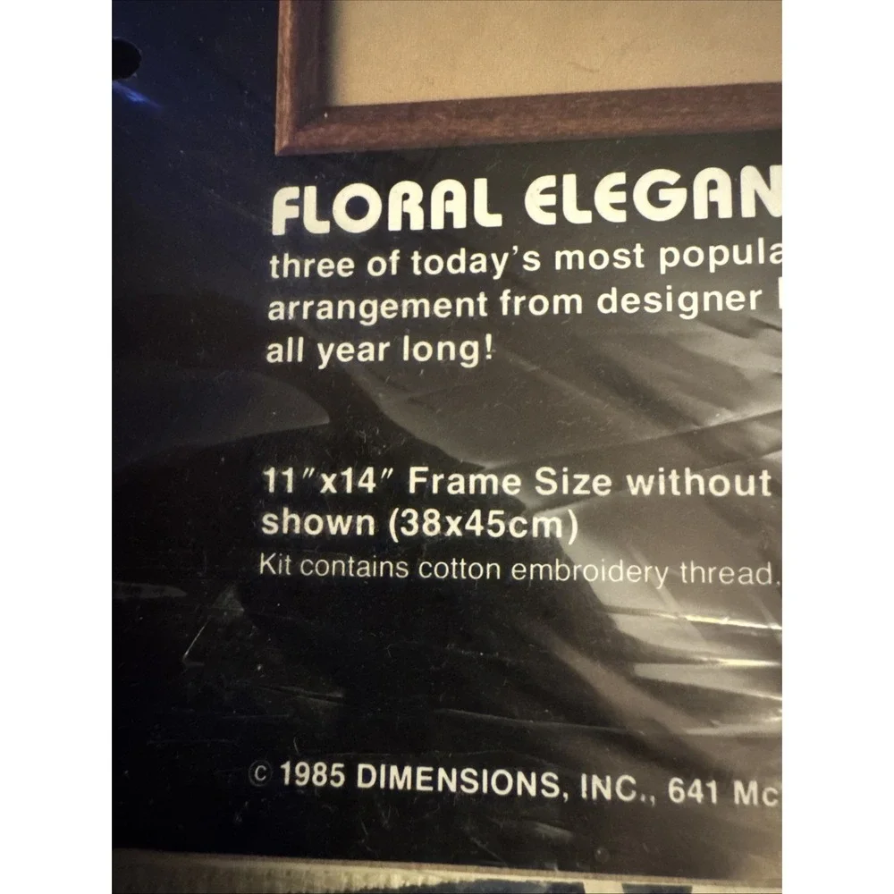 Dimensions Counted Cross Stitch Kit FLORAL‎ ELEGANCE NOS 1985 Vintage OPEN
